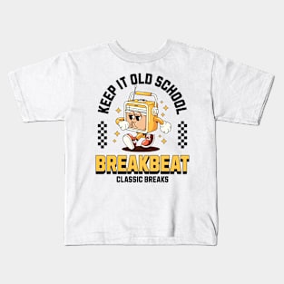 BREAKBEAT  - Keep It Old School Mascot (Black/Mustard) Kids T-Shirt